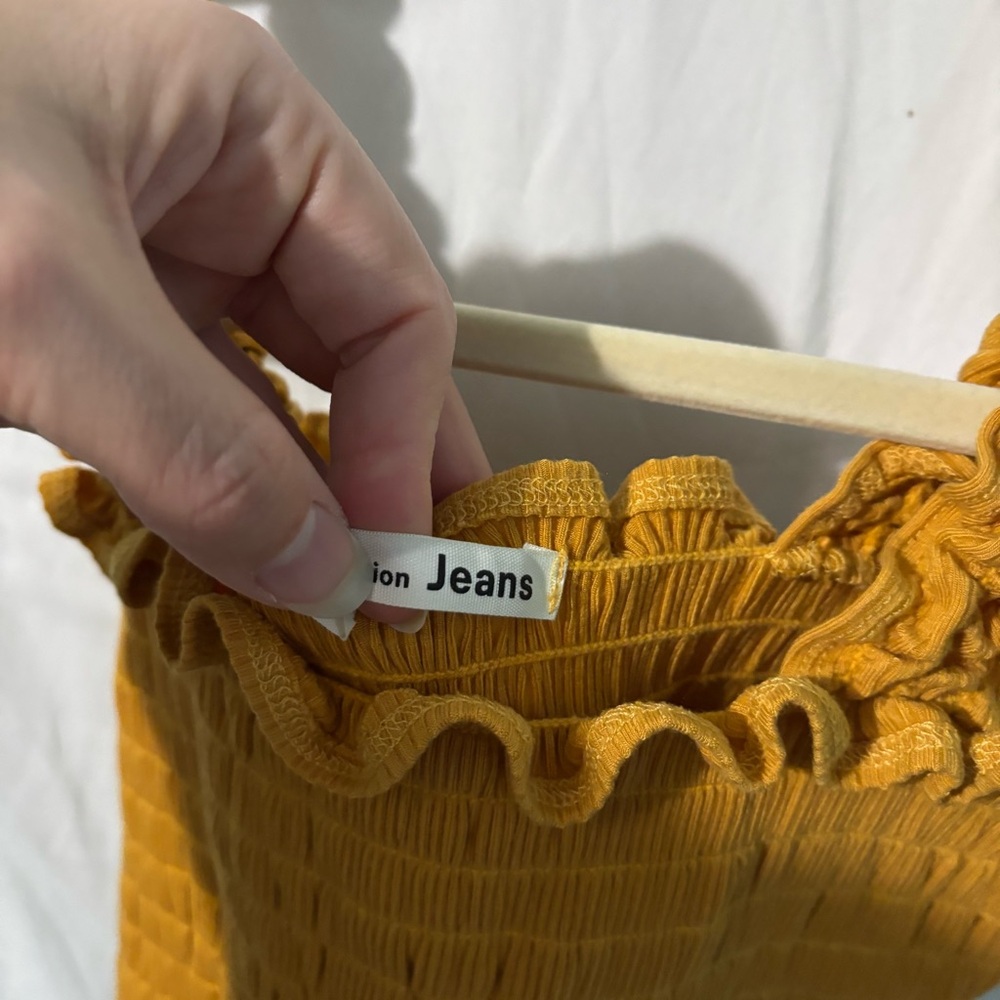 Reformation Mustard Ruffle Crop Top - Picture 4 of 5